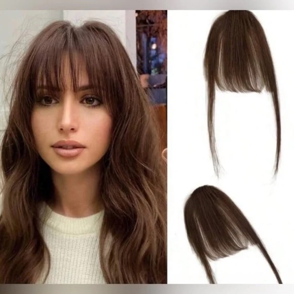 Other - Medium Dark Brown 100% Human hair Clip-In Bangs